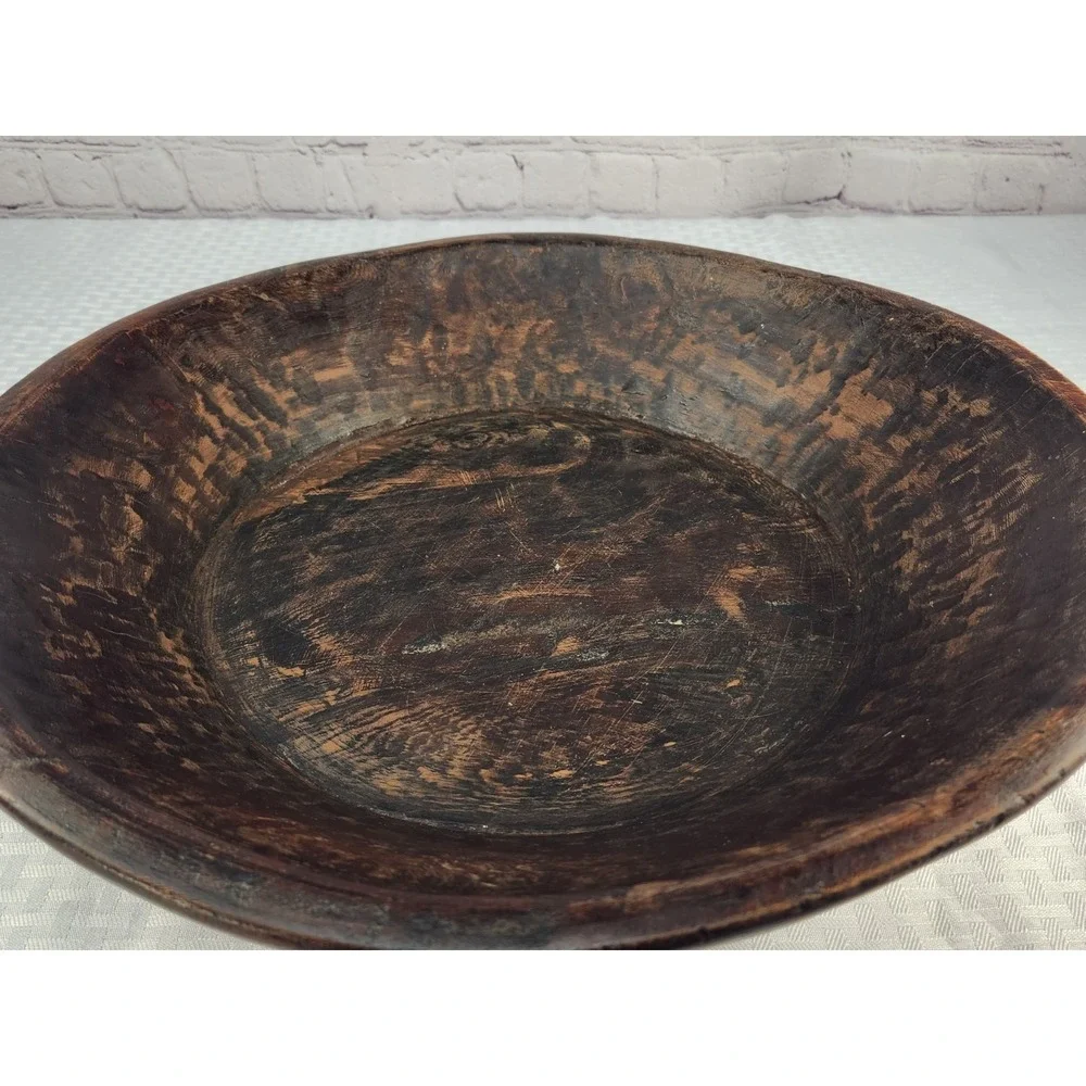 Antique Primitive Wooden Dough Bowl 16.75